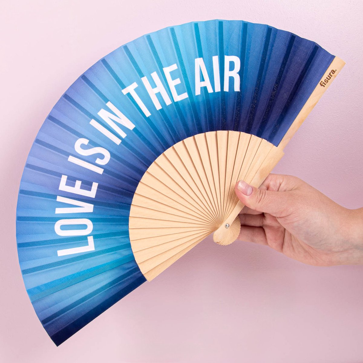 Hand Fan “Love is in the Air” - Blue Gradient