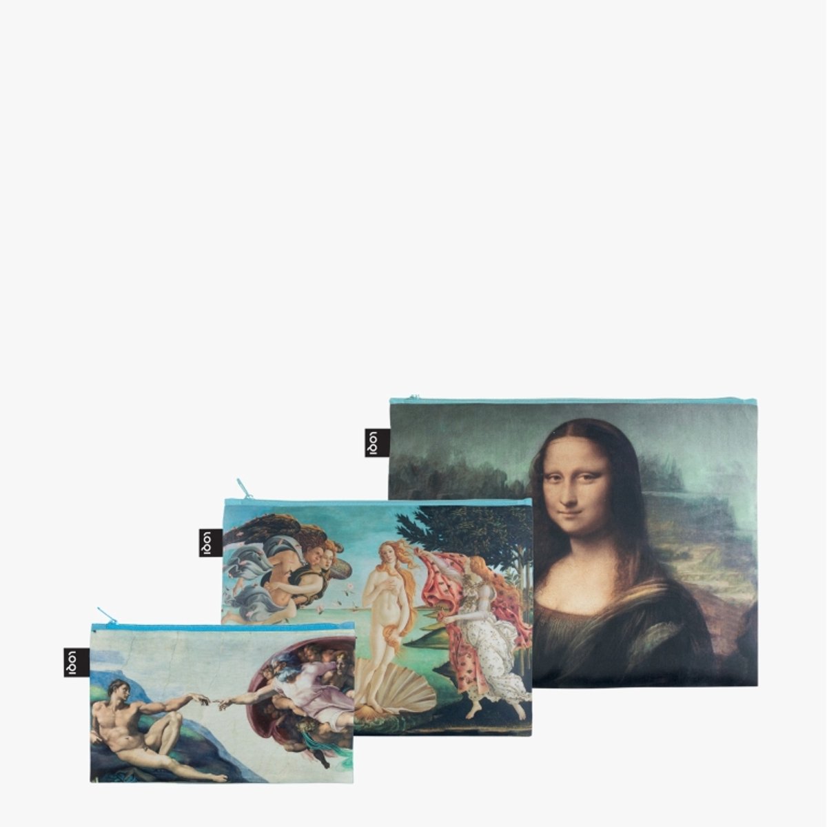 Zip Pockets "Creation of Adam, Venus and Mona Lisa"
