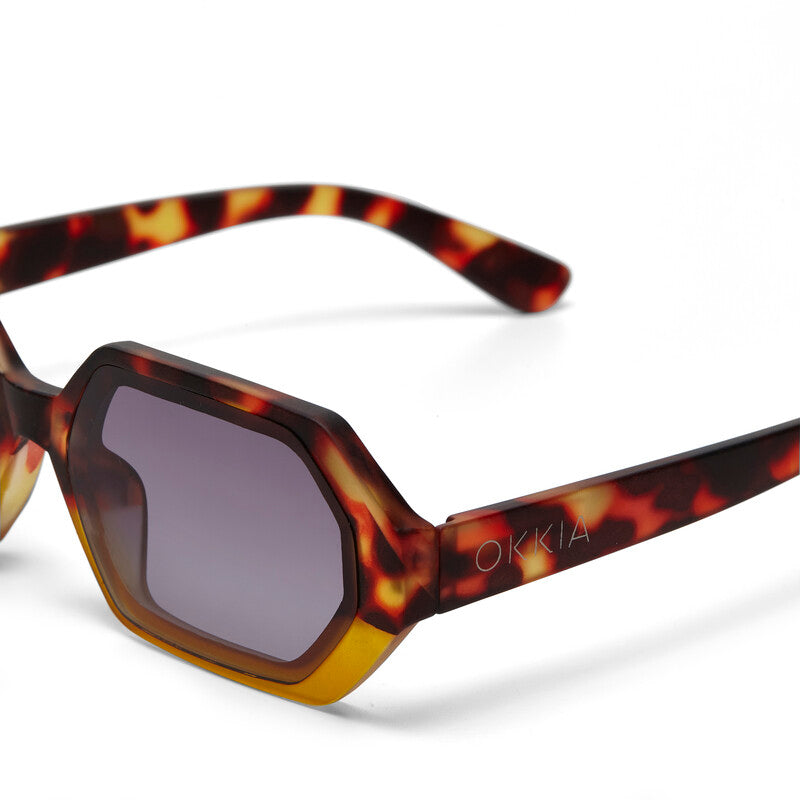 SUNGLASSES ANDREA - HAVANA YELLOW & BLACK LENS