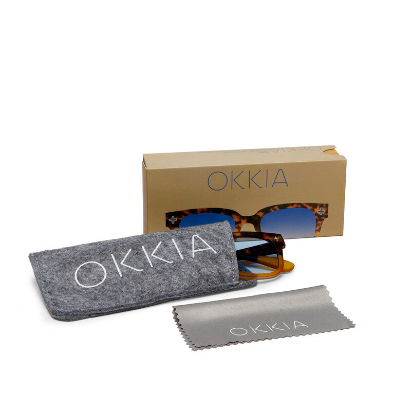 SUNGLASSES GIOVANNI - HAVANA YELLOW & BLUE LENS