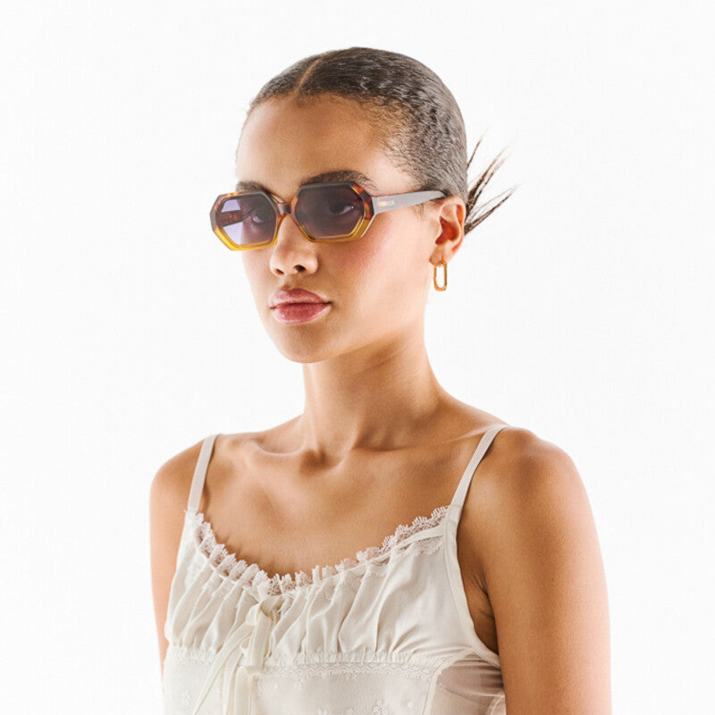 SUNGLASSES ANDREA - HAVANA YELLOW & BLACK LENS