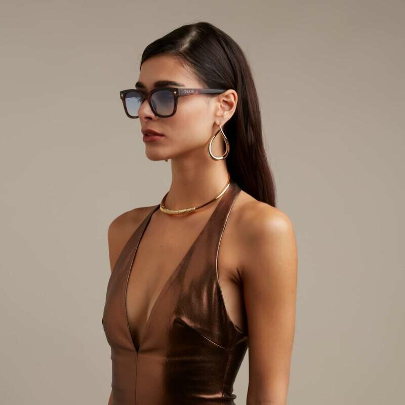 SUNGLASSES GIOVANNI - CLASSIC HAVANA & BLUE LENS
