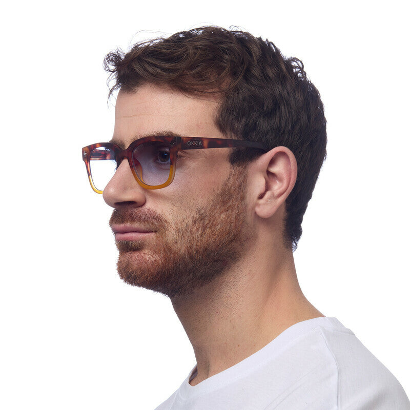 SUNGLASSES GIOVANNI - HAVANA YELLOW & BLUE LENS
