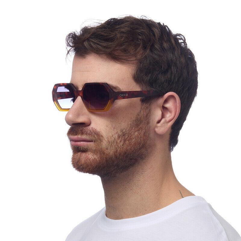 SUNGLASSES ANDREA - HAVANA YELLOW & BLACK LENS