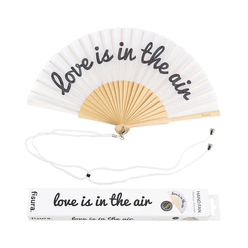 Hand Fan "Love is in the Air" - White