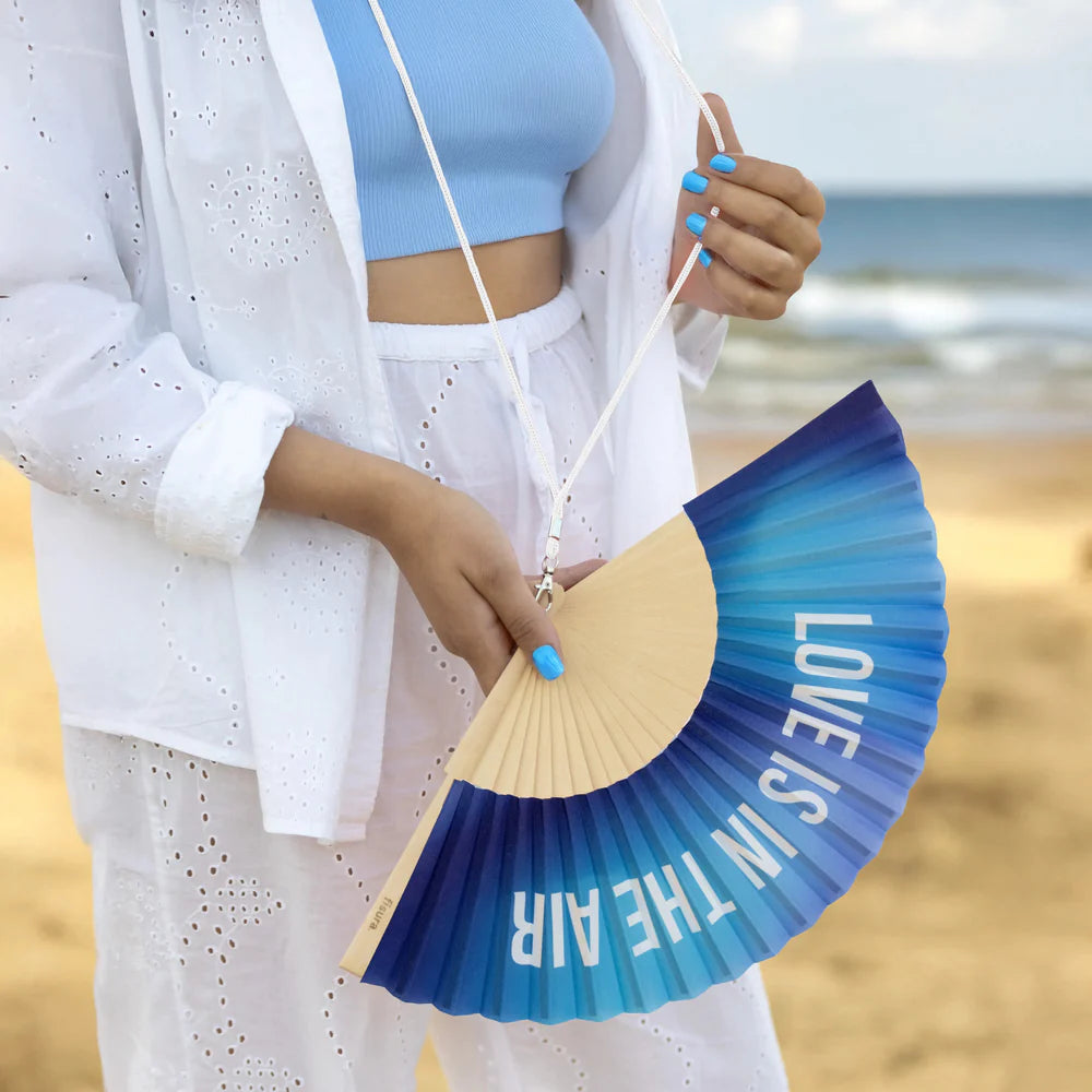Hand Fan “Love is in the Air” - Blue Gradient