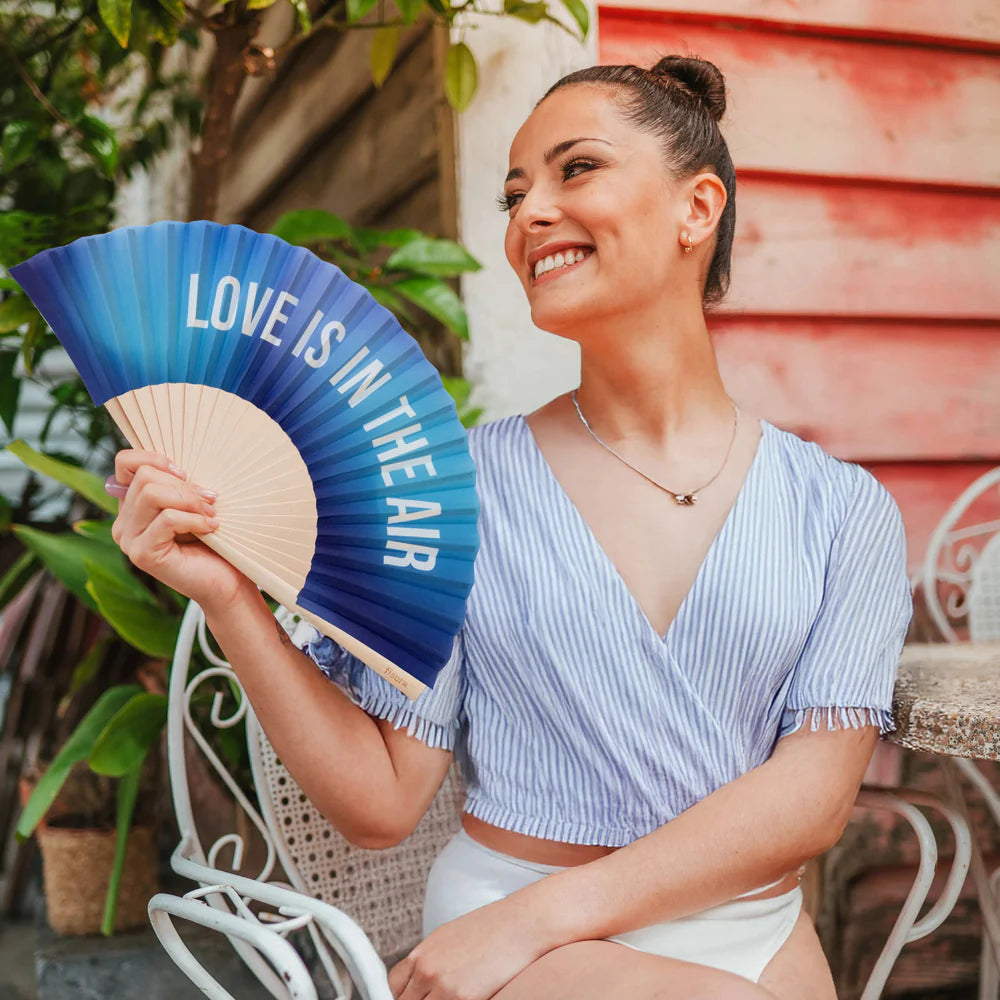 Hand Fan “Love is in the Air” - Blue Gradient