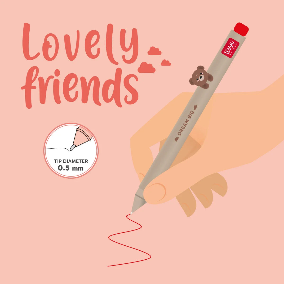 LOVELY FRIENDS - GEL PEN WITH ANIMAL DECORATION - T