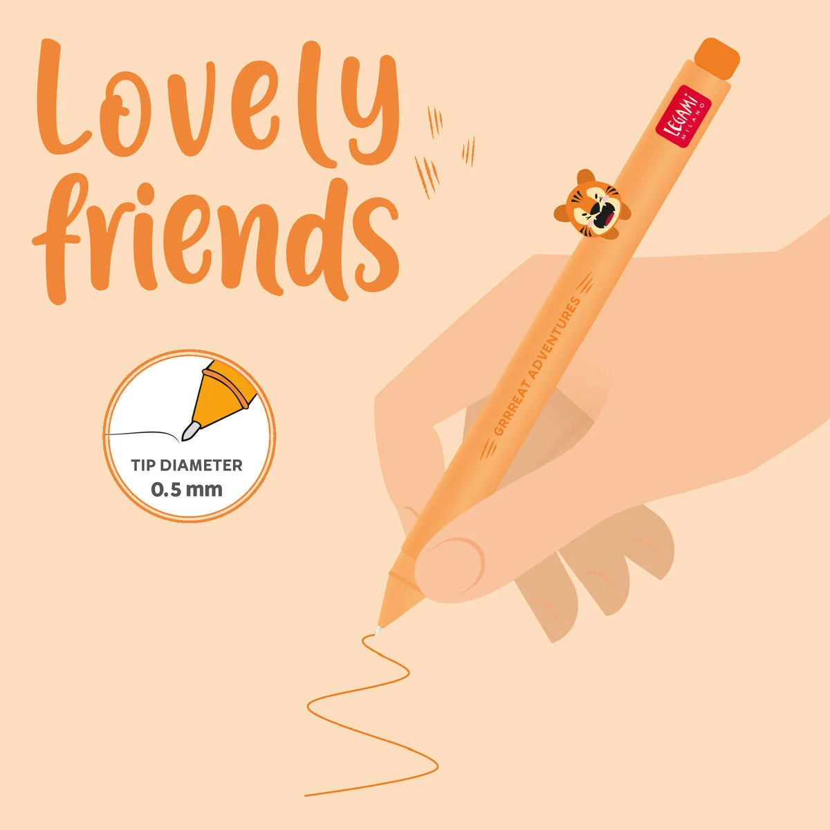 GEL PEN WITH ANIMAL DECORATION - LOVELY FRIENDS - TIG