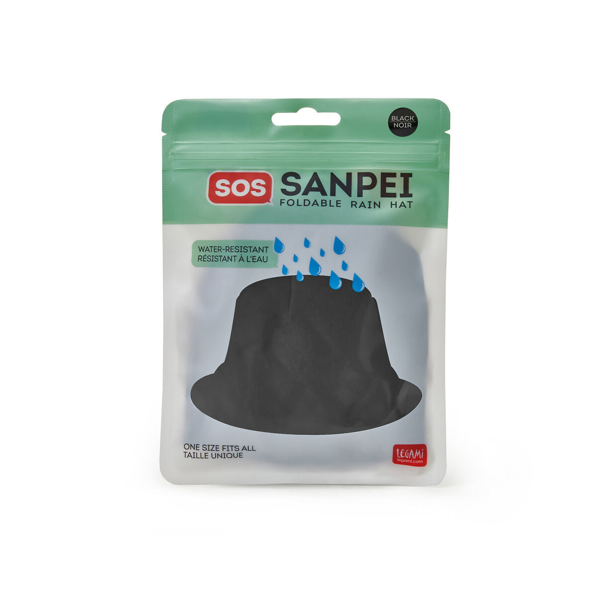SOS SANPEI FOLDABLE RAIN HAT - BLACK