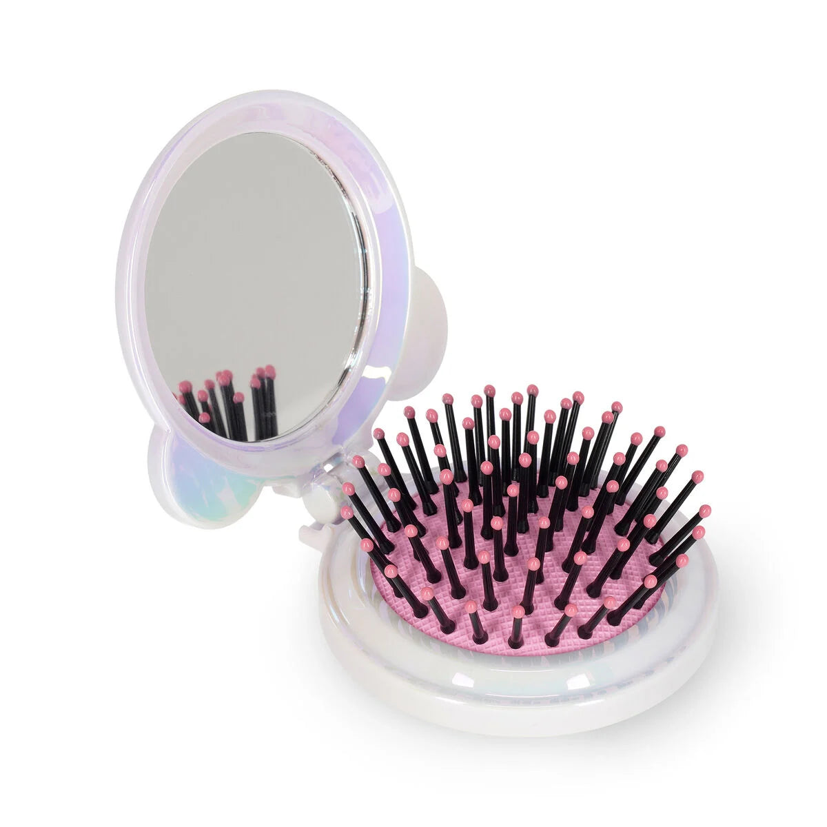 NICE HAIR - HAIRBRUSH WITH MIRROR - WHITE - PANDA