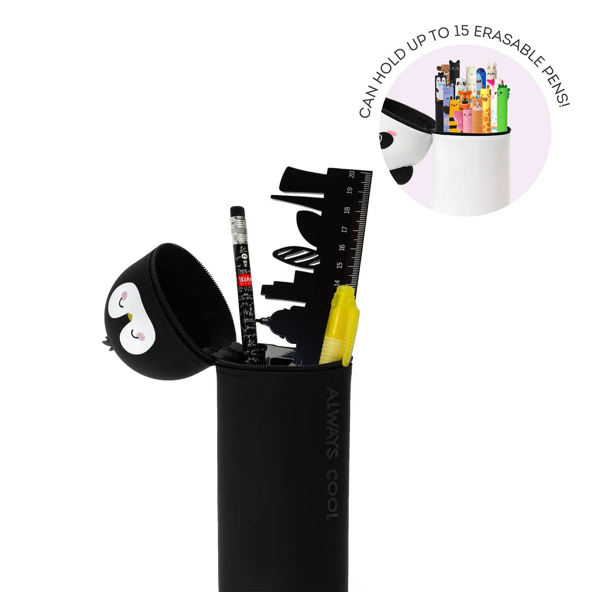KAWAII 2-IN-1 SOFT SILICONE PENCIL CASE - PENGUIN