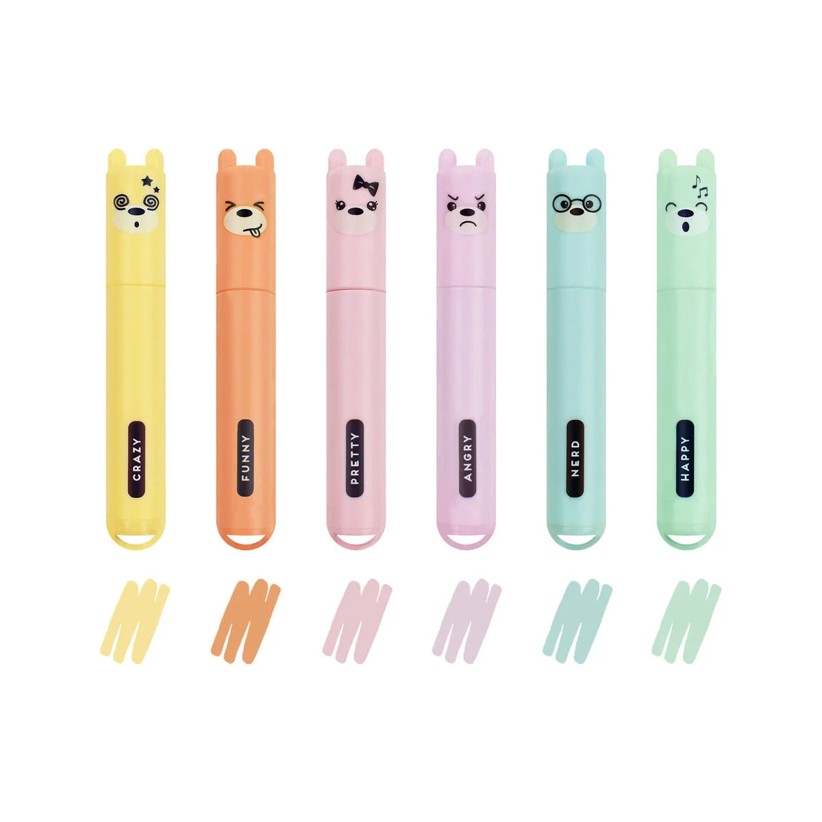 TEDDY' S STYLE - SET OF 6 MINI PASTEL HIGHLIGHTERS