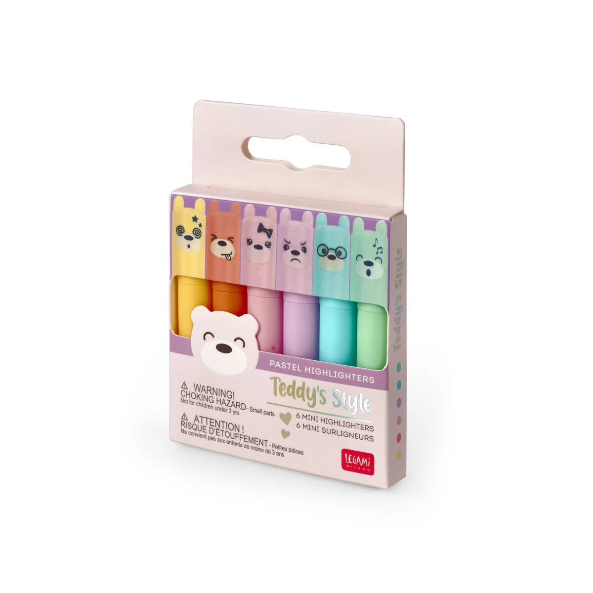 TEDDY' S STYLE - SET OF 6 MINI PASTEL HIGHLIGHTERS