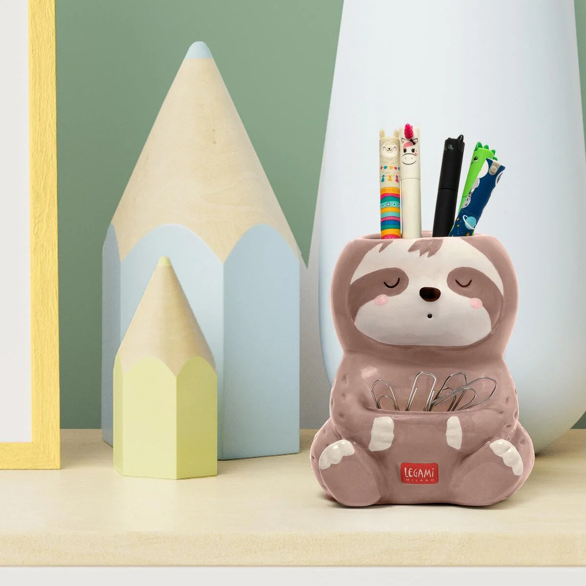CERAMIC PEN HOLDER - DESK FRIENDS - SLOTH