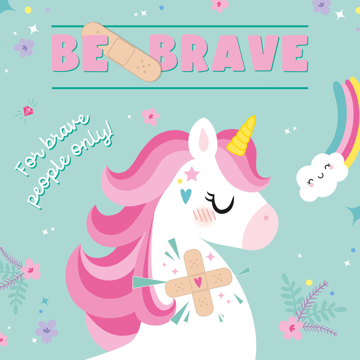 BE BRAVE - 30 PRINTED ADHESIVE BANDAGES - UNICORN