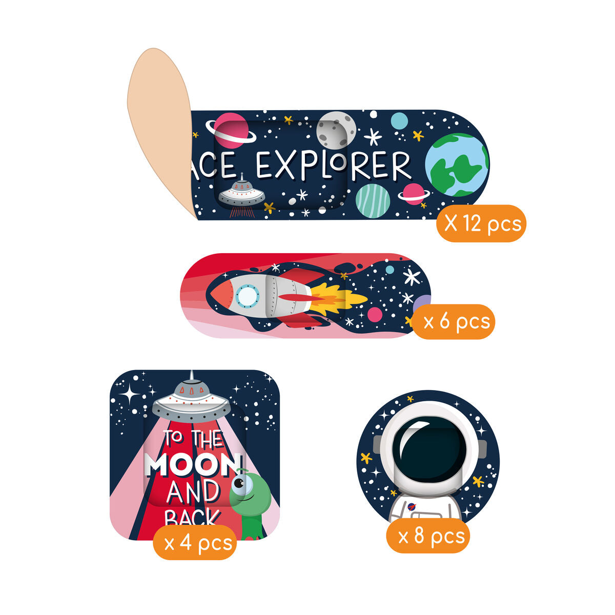 BE BRAVE - 30 PRINTED ADHESIVE BANDAGES - SPACE