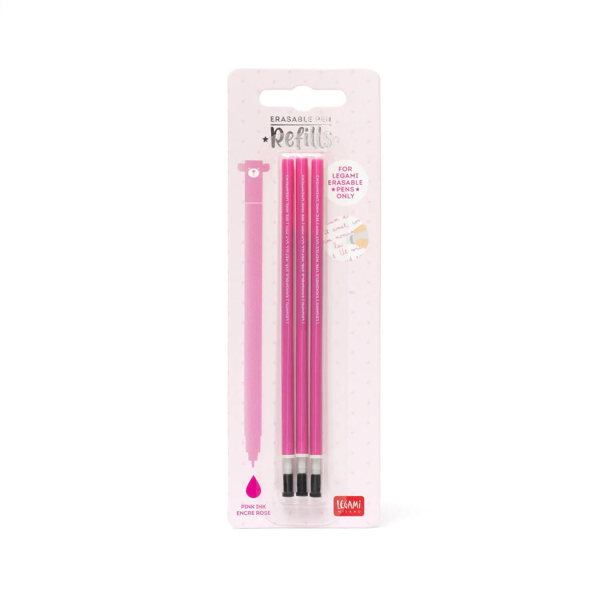 REFILL ERASABLE PEN - PINK - PACK 3 PCS