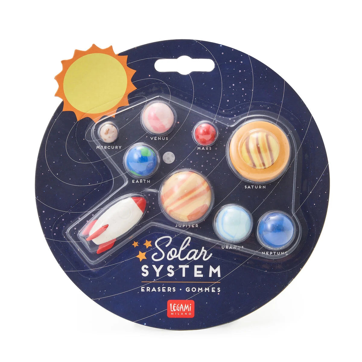 SET OF 9 ERASERS - SOLAR SYSTEM - SPACE