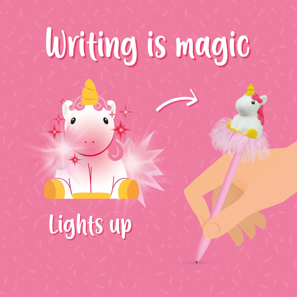 WRITING IS MAGIC - PEN WITH UNICORN LIGHT