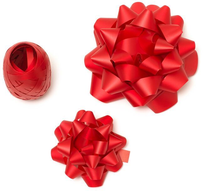 SET OF TWO BOWS AND A RIBBON - BOWS & RIBBON SET - RED