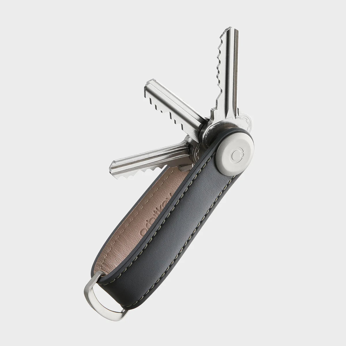 Key Organiser Leather - Charcoal with Grey Stitching