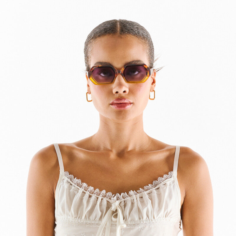 SUNGLASSES ANDREA - HAVANA YELLOW & BLACK LENS