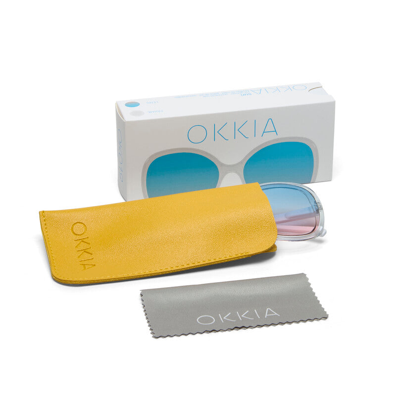 SUNGLASSES ANNA- CLEAR & BLUE / PINK LENS