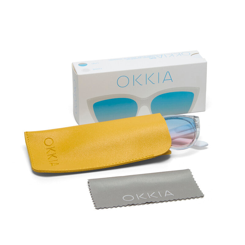 SUNGLASSES SILVIA- CLEAR & BLUE / PINK LENS