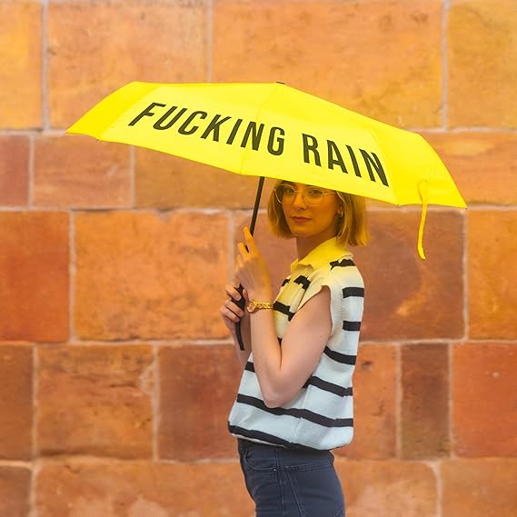 Folding Umbrella "Fucking Rain" - Yellow