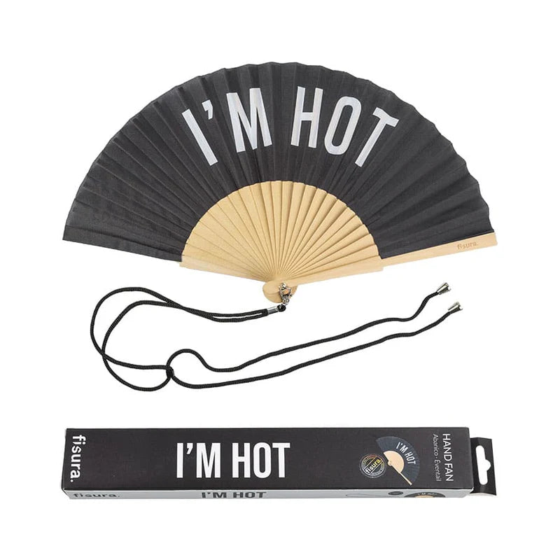 Hand Fan "I'm Hot" - Black