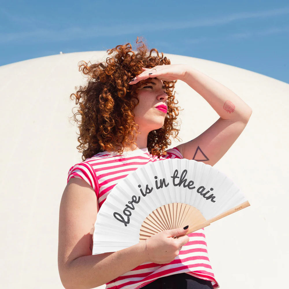 Hand Fan "Love is in the Air" - White