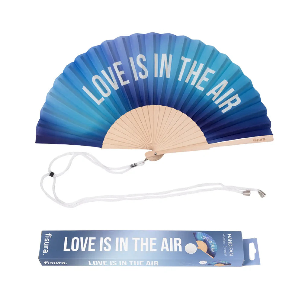 Hand Fan “Love is in the Air” - Blue Gradient