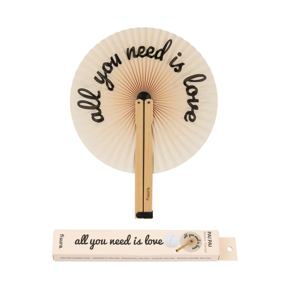 Folding hand fan "All you need is love"