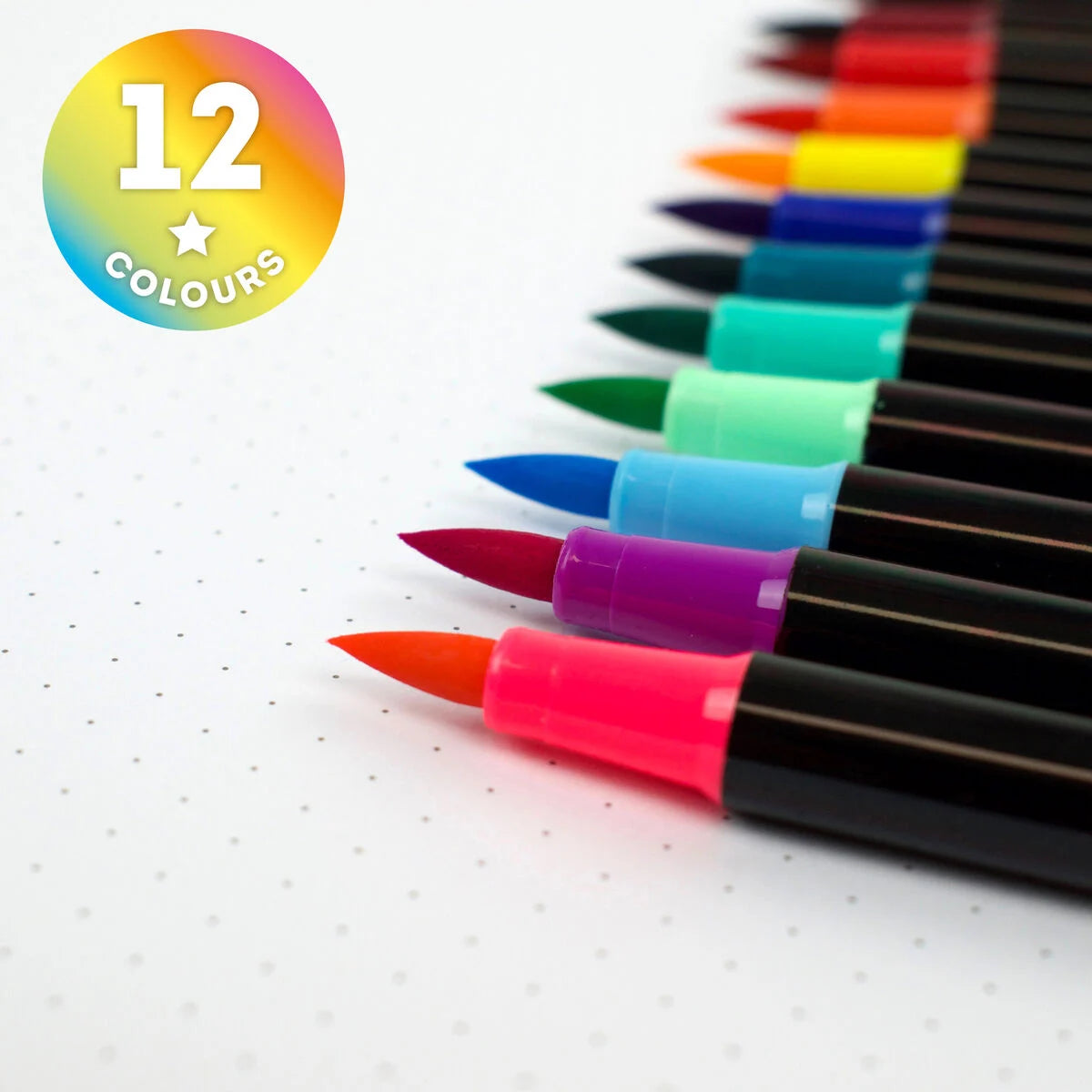 SET OF 12 BRUSH MARKERS - BRUSH MARKERS - MULTICOLOR