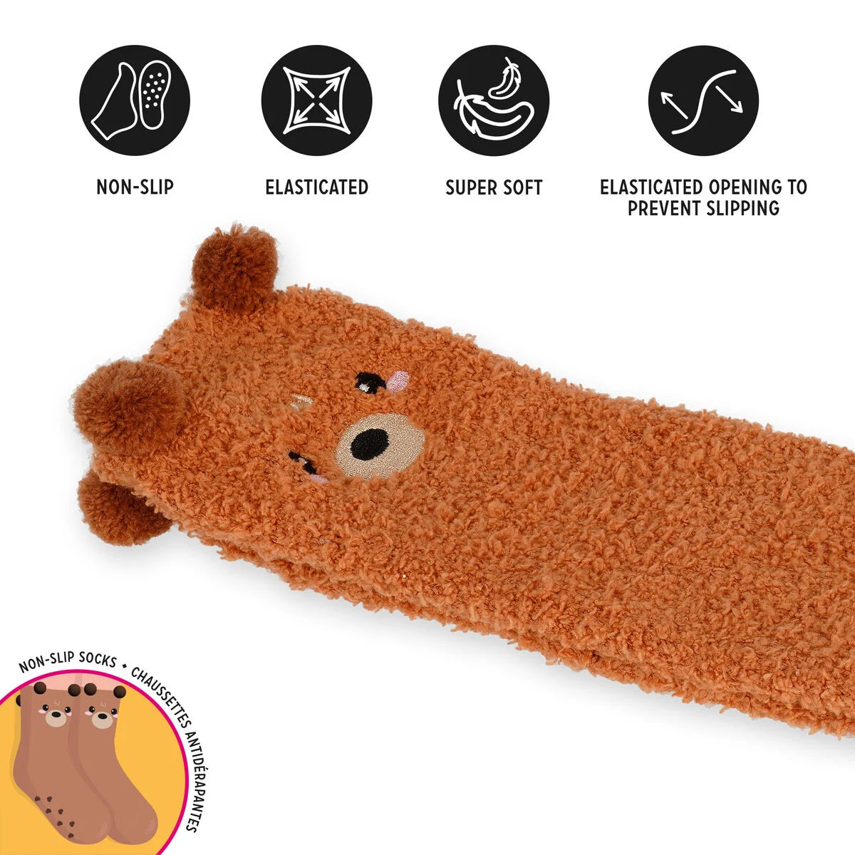 MEIAS NON-SLIP SOCKS - IT'S A  MATCH! - TEDDY BEAR