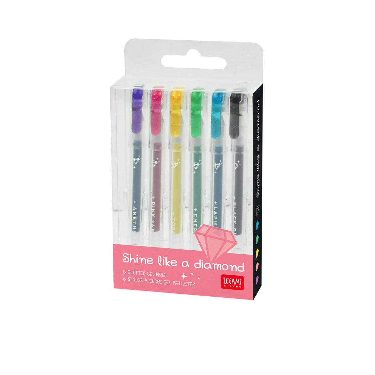 SET OF 6 GLITTER GEL PENS - SHINE LIKE A DIAMOND- MUL