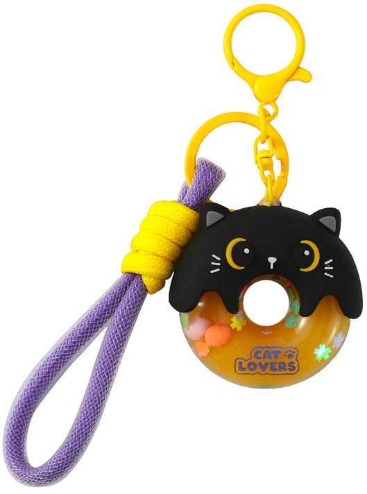 Keychain Donut Black Cat