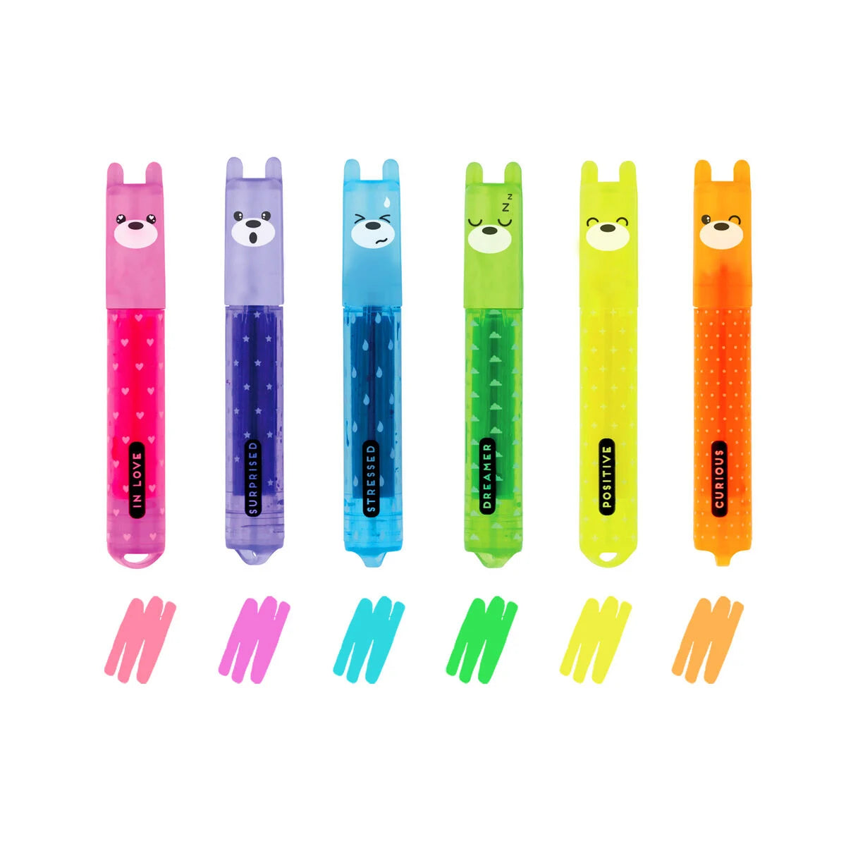SET OF 6 MINI HIGHLIGHTERS - TEDDY'S MOOD