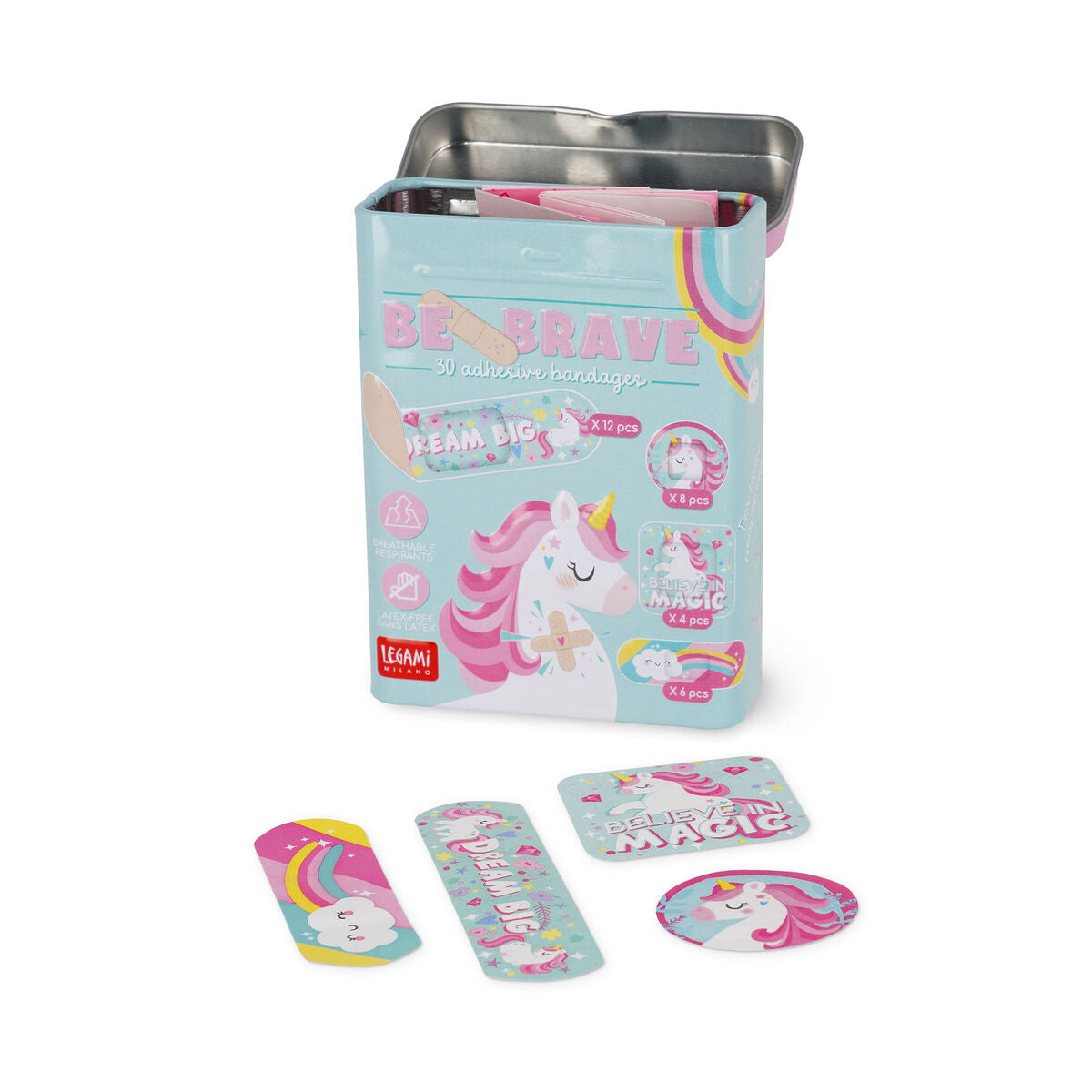 BE BRAVE - 30 PRINTED ADHESIVE BANDAGES - UNICORN