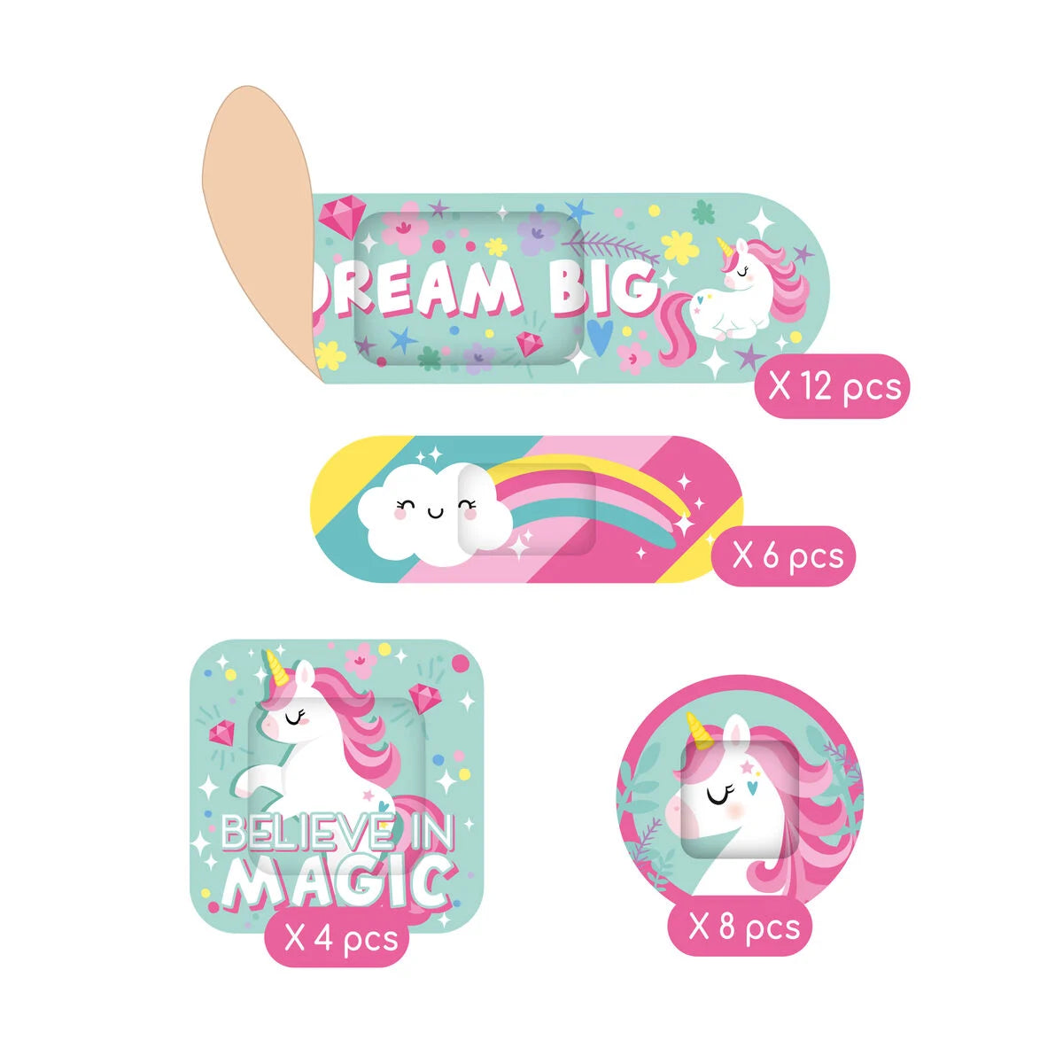 BE BRAVE - 30 PRINTED ADHESIVE BANDAGES - UNICORN