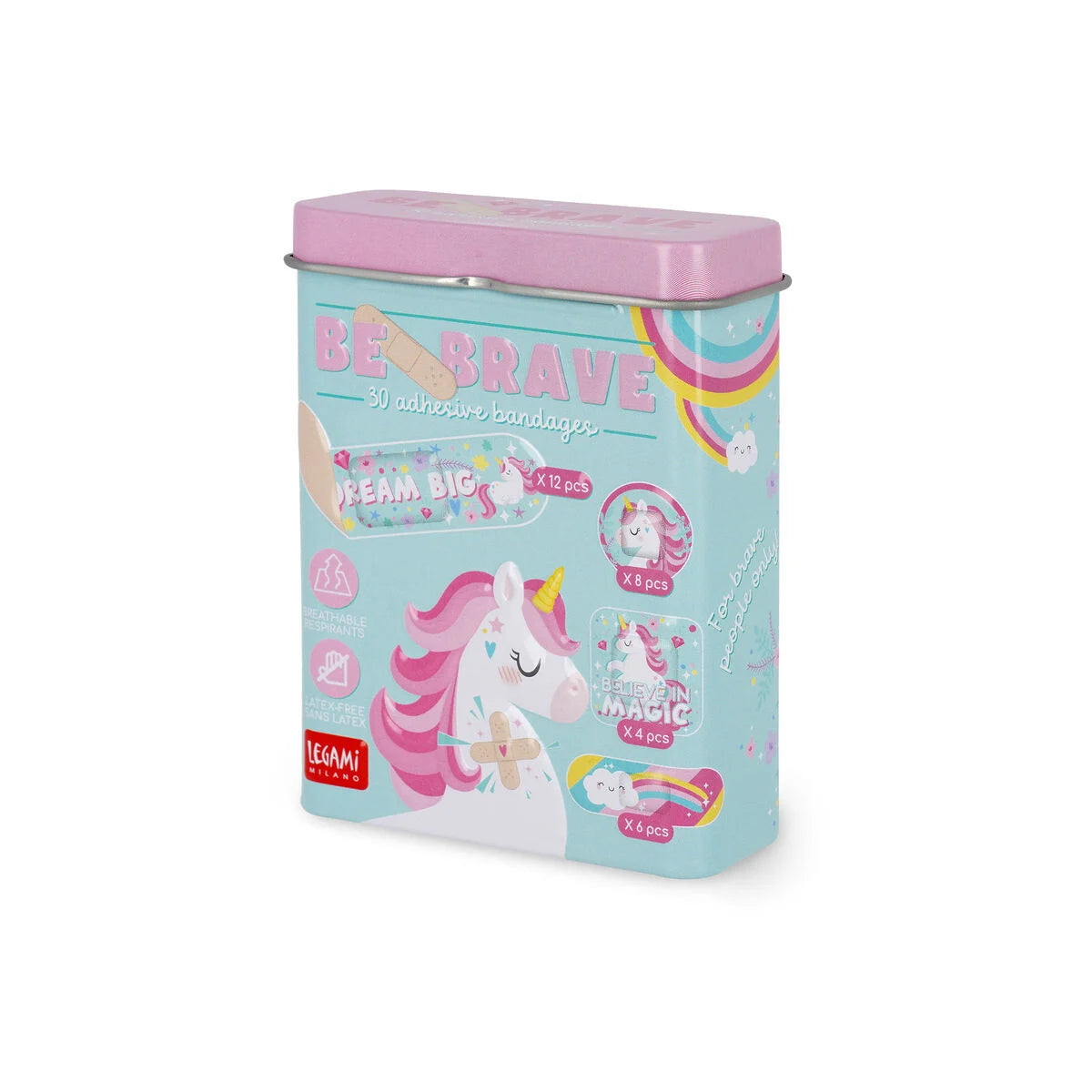 BE BRAVE - 30 PRINTED ADHESIVE BANDAGES - UNICORN