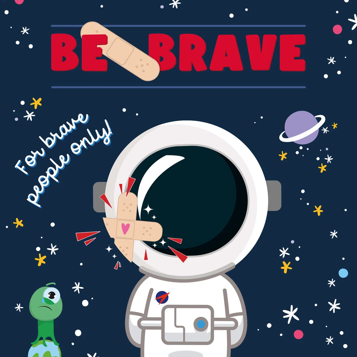 BE BRAVE - 30 PRINTED ADHESIVE BANDAGES - SPACE