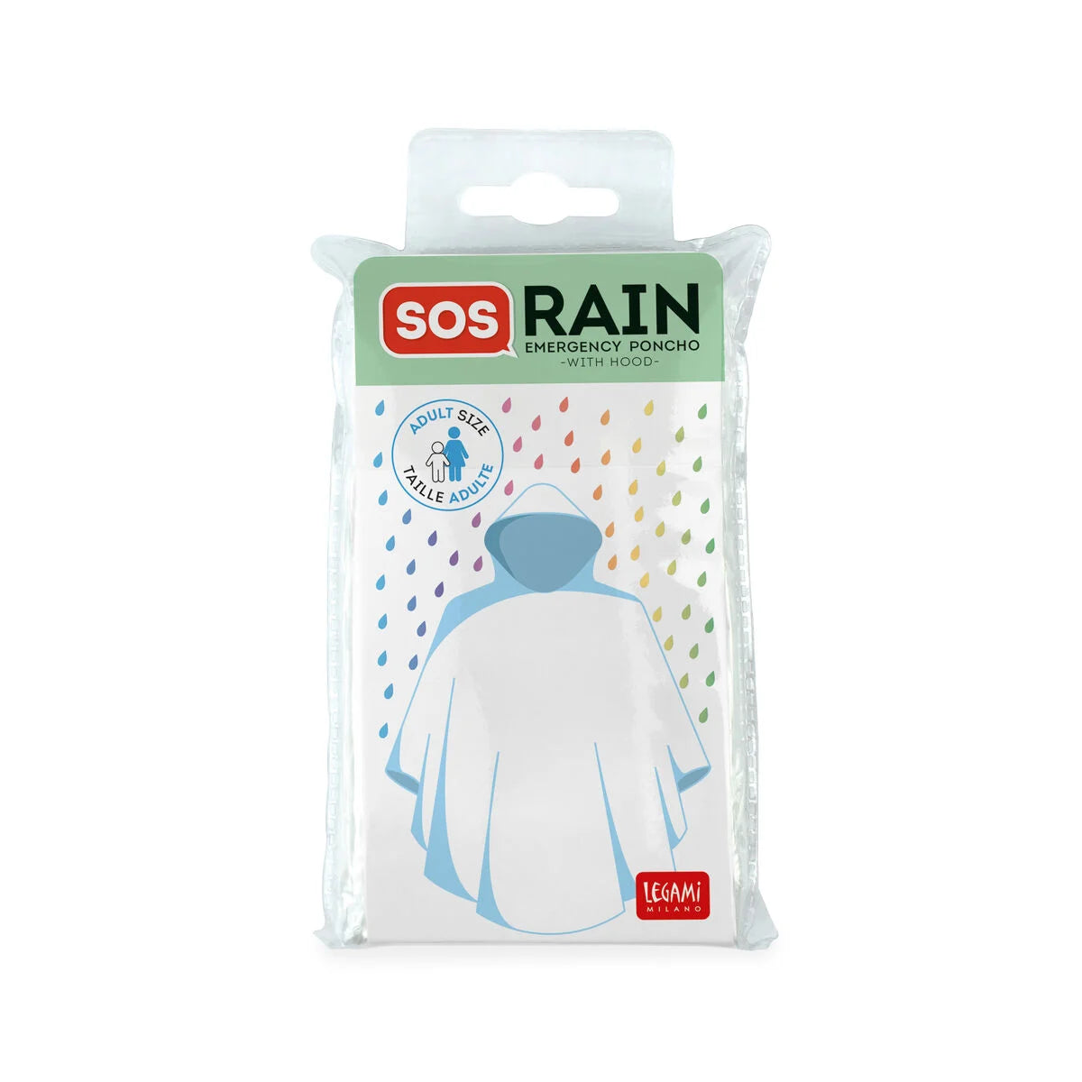 DISPOSABLE RAIN PONCHO - SOS RAIN - TRANSPARENT