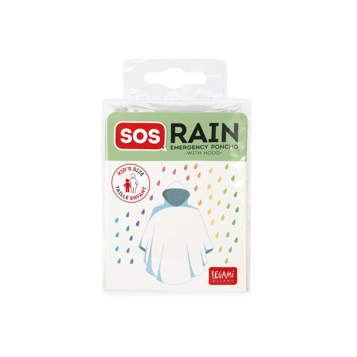 DISPOSABLE  RAIN PONCHO W/HOOD -  TRANSPARENT