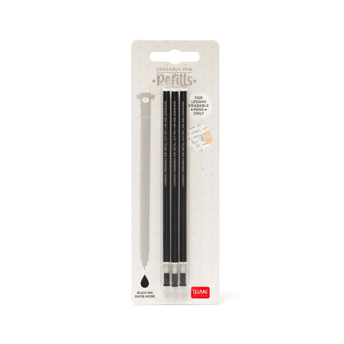 REFILL ERASABLE PEN - BLACK - PACK 3 PCS