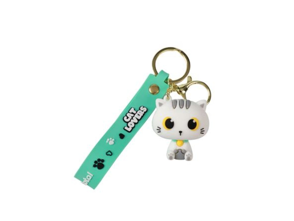 Keychain White Cat