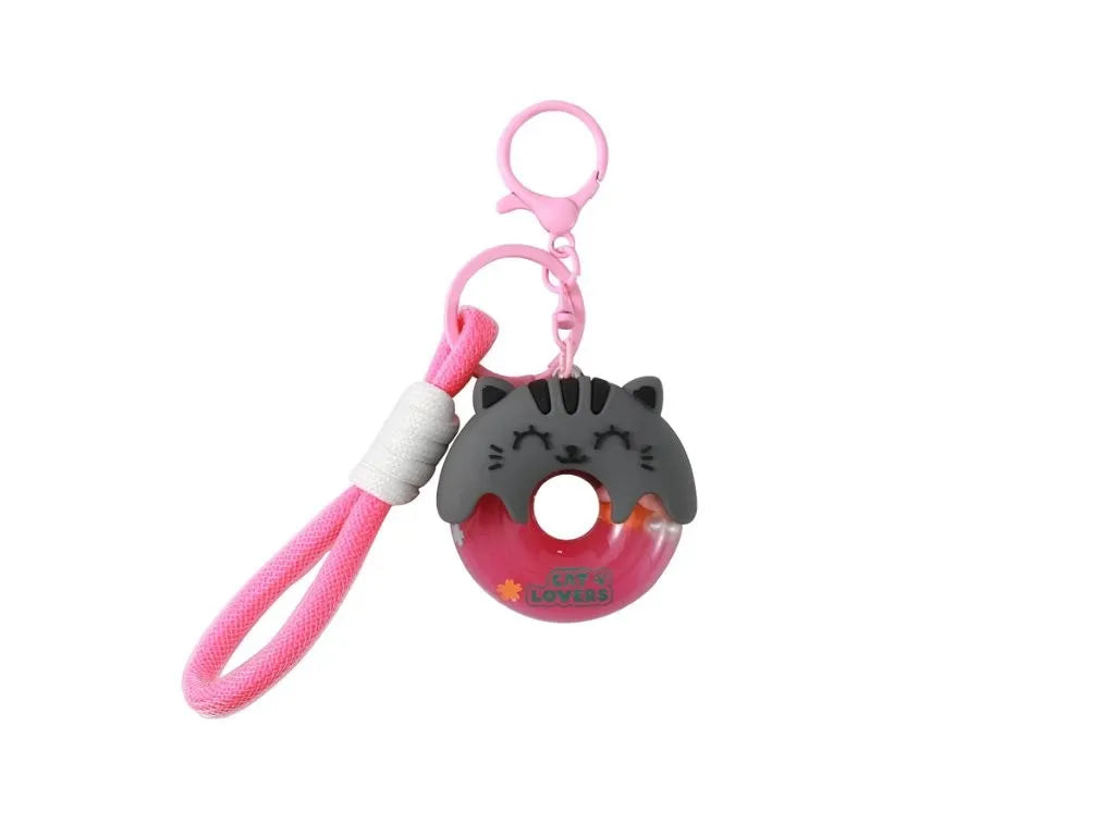 Keychain Donut Grey Cat