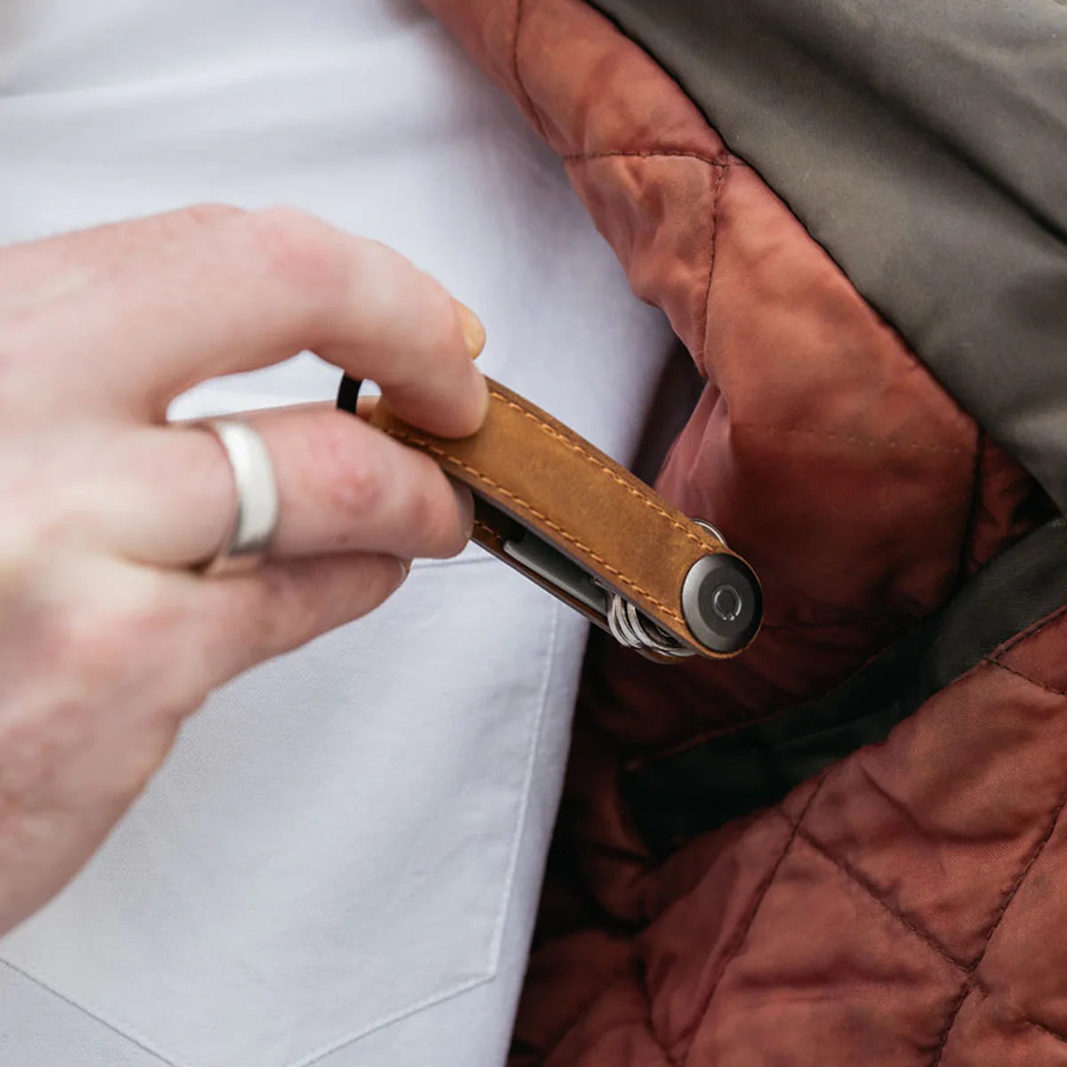 Key Organiser Crazy Horse - Chestnut Brown with Brown Stitching