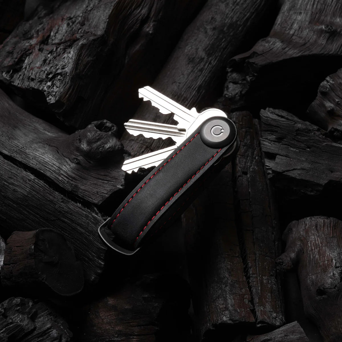 Key Organiser Crazy Horse - Obsidian Black with Red Stitching